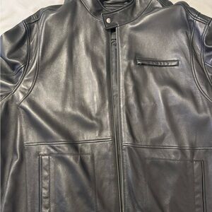Men's Black Leather Roundtree and Yorke premium leather jacket size 4XT